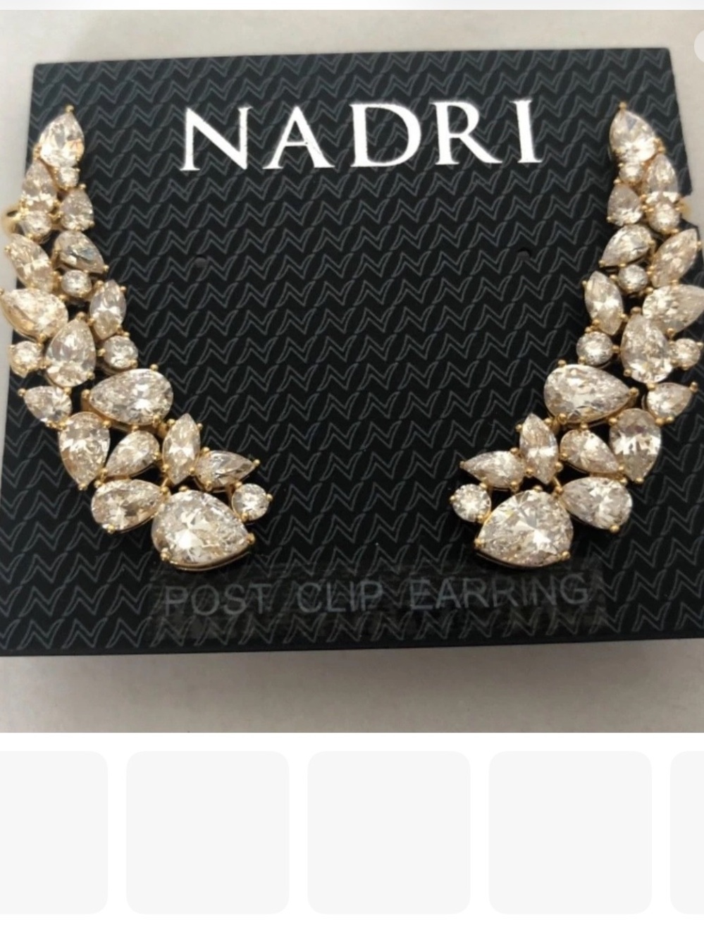 Nadri Gold and Clear Crystal Vine Post Cuff Earrings